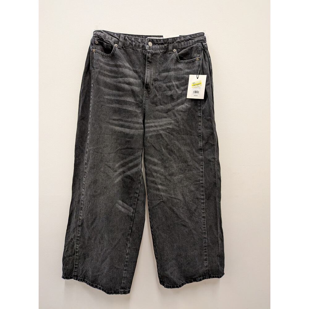 KbB by Kahlana Women’s Wide Leg Cropped Jeans Black Wash Size 8 NWT